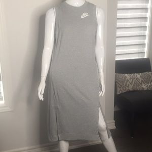 Nike Sweatshirt Midi Dress with Slits NWT Gray